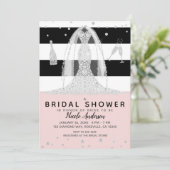 Invitation Robe de mariée rose diamant noir Shower de future  (Debout devant)