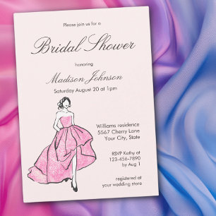 Invitation Robe de Mariée Rose Pâle Baby Shower