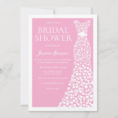 Invitation Robe de Mariée Rose Pâle Blanc Bordure Lancement d (Devant)