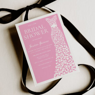 Invitation Robe de Mariée Rose Pâle Blanc Bordure Lancement d