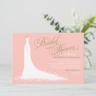 Invitation Robe de Mariée Rose Poudré Élégante pour Baby Show