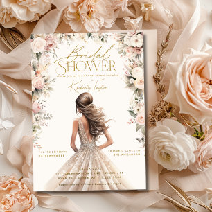 Invitation Robe de mariée rose poudré pour la fête de mariage
