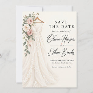 Invitation Robe de Mariée Rose Rose Save the Date