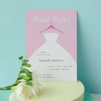 Invitation Robe de mariée rose suspendue Brunch de mariage