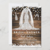 Invitation Robe de mariée rustique diamantée dorée pour maria (Devant)