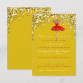 Invitation Robe de mariée scintillante jaune or goutte pour S (Devant / Derrière)