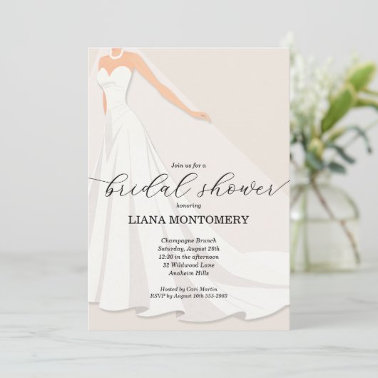 Invitation Robe de Mariée Shower de Mariage (Debout devant)