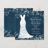 Invitation Robe de mariée sur cintre et confettis pour douche (Devant / Derrière)