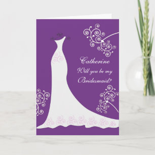 Invitation Robe de mariée, volutes sur robe de demoiselle d'h