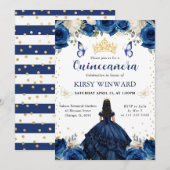Invitation Robe de marine Cheveux noirs Princesse Quinceanera (Devant / Derrière)