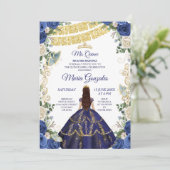 Invitation Robe de marine et Rose Mexicaine 15e anniversaire (Debout devant)
