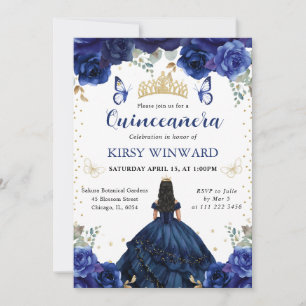Invitation Robe de Navy Cheveux Noirs Princesse Quinceanera