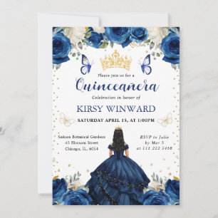 Invitation Robe de Navy noire Cheveux Princesse Quinceanera