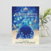 Invitation Robe de papillon en or bleu Quinceañera (Debout devant)