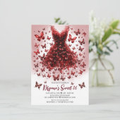 Invitation Robe de papillon rouge foncé Garnet Janvier Pierre (Debout devant)