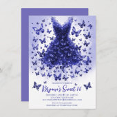 Invitation Robe de papillon tanzanite Décembre Pierre d'naiss (Devant / Derrière)