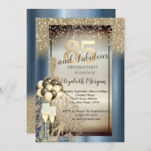 Invitation Robe de parties scintillant, Ballons, Métal Bleu 8 (Devant / Derrière)