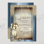 Invitation Robe de parties scintillant, Ballons, Métal Bleu 9 (Devant / Derrière)