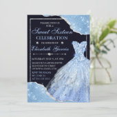 Invitation Robe de Parties scintillant bleu pâle et Sweet six (Debout devant)