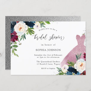 Invitation Robe de Parties scintillant Blush Bourgogne et Fêt
