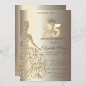 Invitation Robe de parties scintillant, Champagne de Diamants (Devant / Derrière)