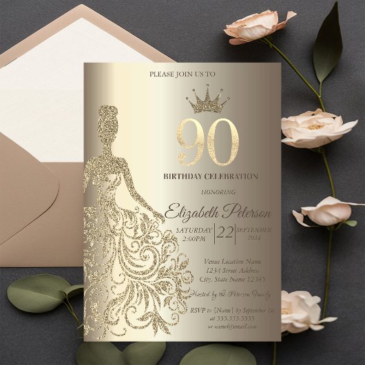 Invitation Robe de parties scintillant, Champagne de Diamants