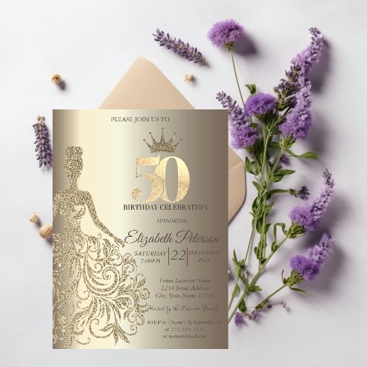 Invitation Robe de parties scintillant, Champagne de Diamants