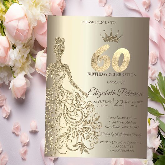 Invitation Robe de parties scintillant, Champagne de Diamants