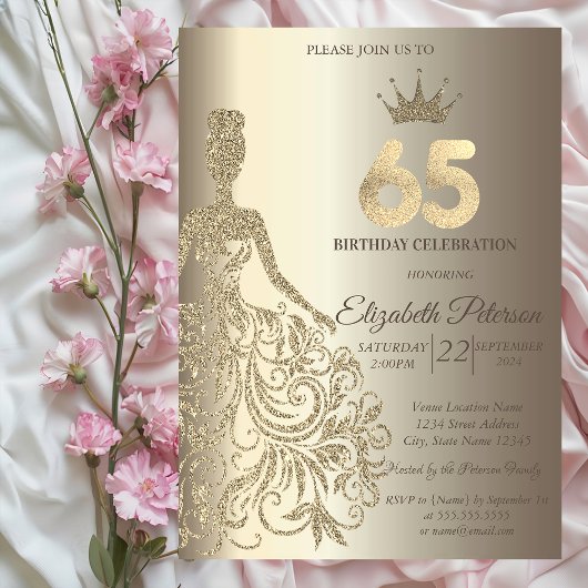 Invitation Robe de parties scintillant, Champagne de Diamants