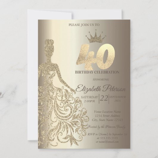 Invitation Robe de parties scintillant, Champagne de Diamants (Devant)