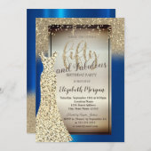 Invitation Robe de parties scintillant, Confetti RoyalBlue 50 (Devant / Derrière)