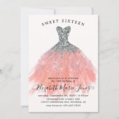 Invitation Robe de Parties scintillant de pêche en argent Swe (Devant)