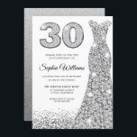 Invitation Robe de Parties scintillant Diamond Sparkle 30e an<br><div class="desc">Diamond Silver Parties scintillant Robe 30e Anniversaire Fête Invitation Variations à l'invitation et articles correspondants dans notre magasin</div>