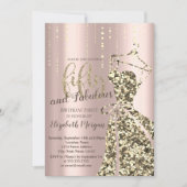 Invitation Robe de Parties scintillant d'or50e anniversaire d (Devant)