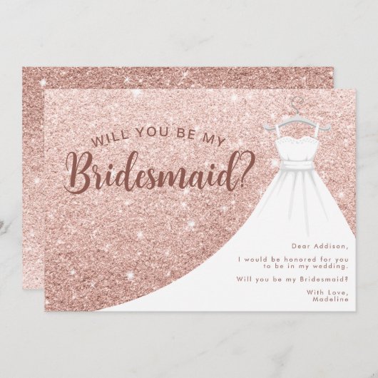 Invitation Robe De Parties scintillant D'Or rose Serez-Vous M (Devant / Derrière)