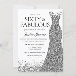Invitation Robe de Parties scintillant en argent Soixante et 