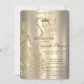 Invitation Robe de Parties scintillant en or Chic de luxe, Ti (Devant)