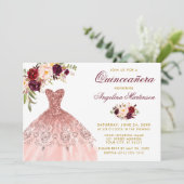 Invitation Robe de Parties scintillant Florale Bourgogne Quin (Debout devant)