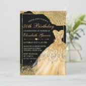 Invitation Robe de Parties scintillant Gold Faux & Bordure Gl (Debout devant)