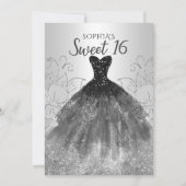 Invitation Robe de Parties scintillant noire en argent Sweet (Devant)
