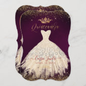 Invitation Robe de Parties scintillant or Quinceanera Champag (Devant / Derrière)