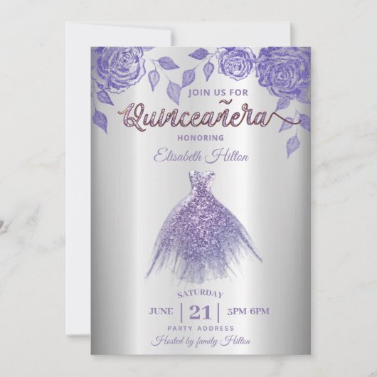 Invitation Robe de Parties scintillant romantique rose Lilac  (Devant)