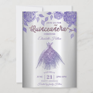 Invitation Robe de Parties scintillant romantique rose Lilac