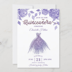 Invitation Robe de Parties scintillant romantique rose Lilac