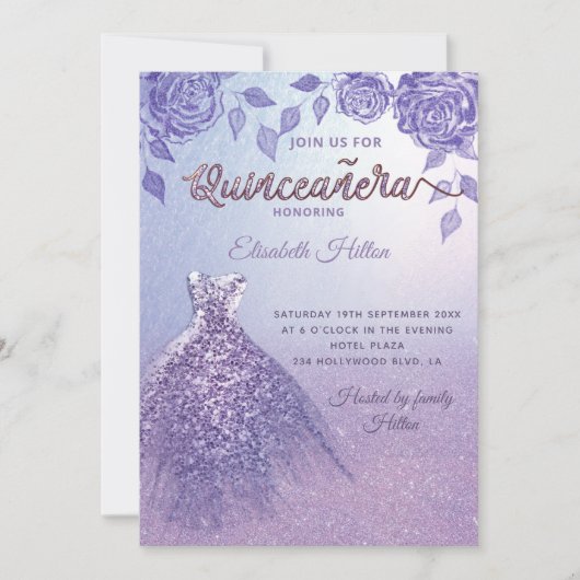 Invitation Robe de Parties scintillant romantique rose Lilac  (Devant)