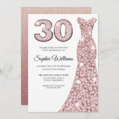 Invitation Robe de Parties scintillant rose Gold Blush 30e fê (Devant / Derrière)
