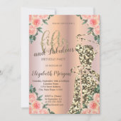 Invitation Robe de parties scintillant, Rose Gold Floral 50e  (Devant)