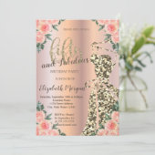 Invitation Robe de parties scintillant, Rose Gold Floral 50e  (Debout devant)