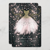 Invitation Robe de Parties scintillant rose noire Sweet 16 Pa (Devant / Derrière)