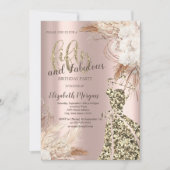 Invitation Robe de parties scintillant, Rose or Boho Flower 5 (Devant)
